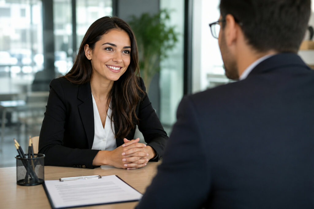 Soft skills en alternance : candidat souriant lors d'un entretien d'embauche