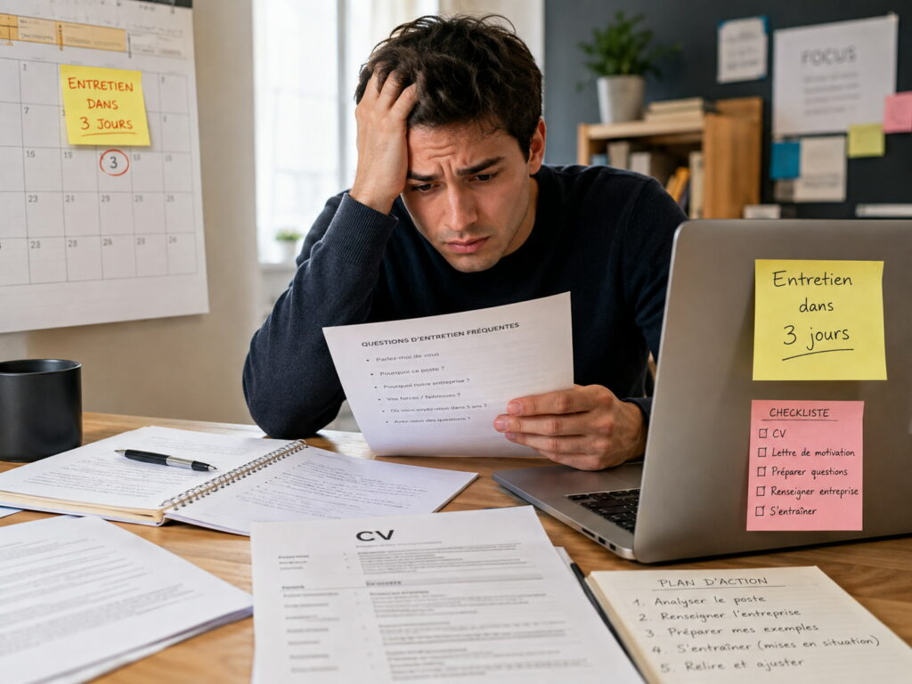 Étudiant qui se prépare pour un entretien d'alternance