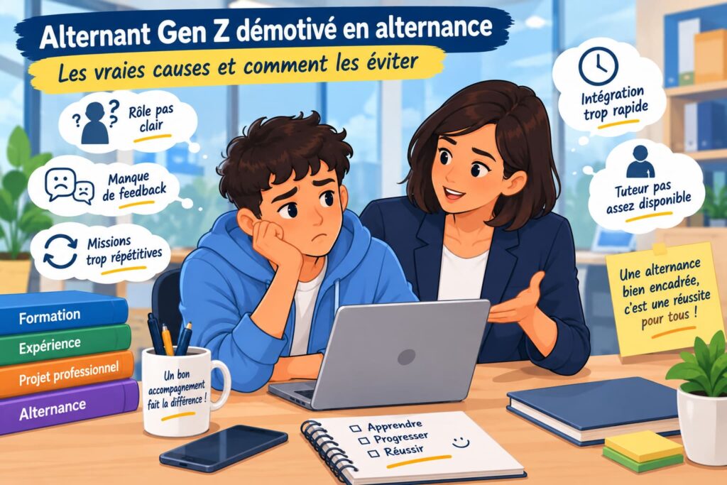 Alternant Gen Z démotivé en alternance accompagné par sa tutrice